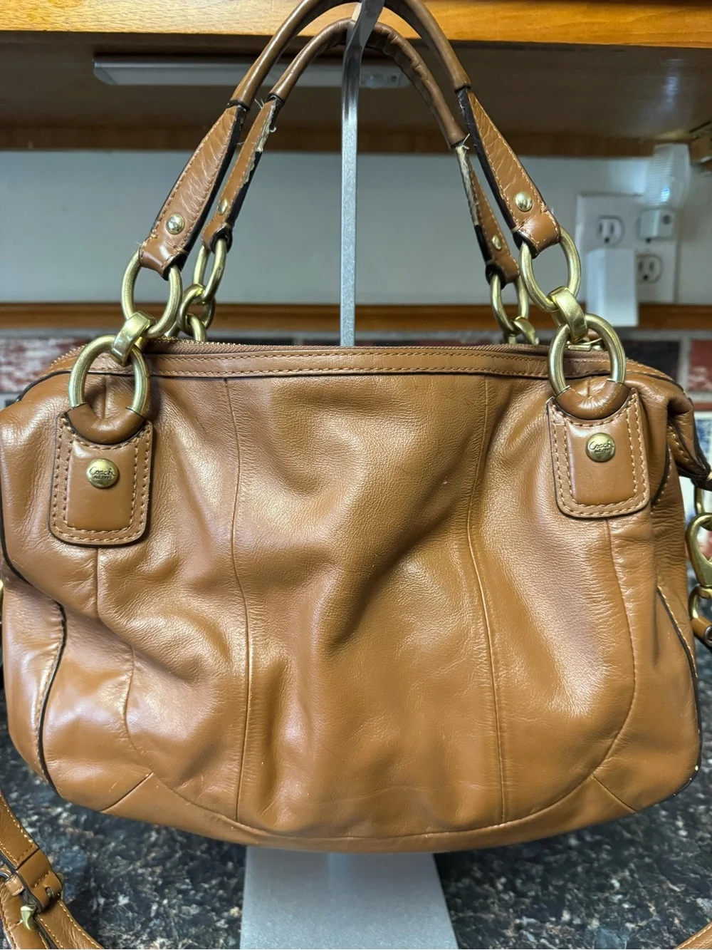 Coach Kristin Woven Leather Round Satchel F23048 Cognac Crossbody-Project Bag